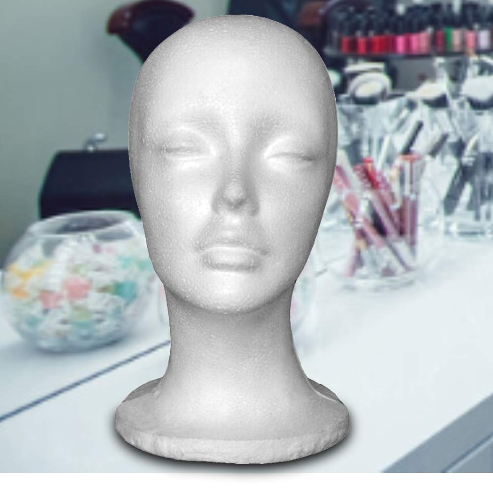 Styrofoam Female Mannequin Head for Wig, Hat & Glasses Display - Stylish & Durable Wig Stand for Salon, Retail & Photography Use