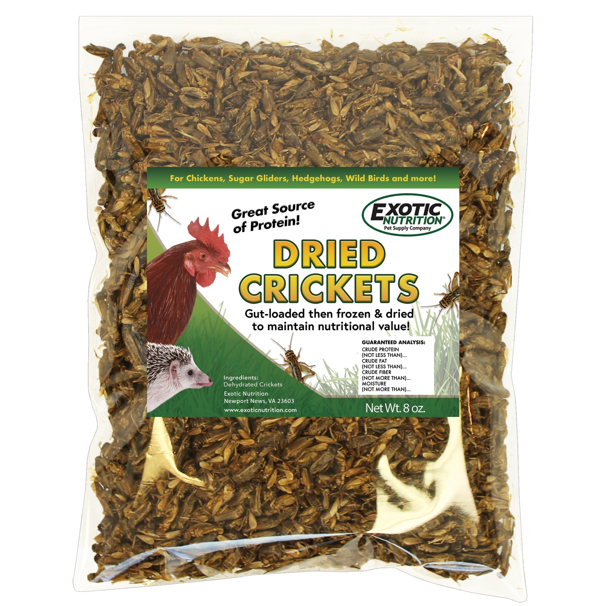 Organic Dried Crickets 8 oz - High Protein Cricket Snacks for Reptiles, Birds & Human Consumption - Perfect for Pet Food, Fishing Bait & Survival Kits