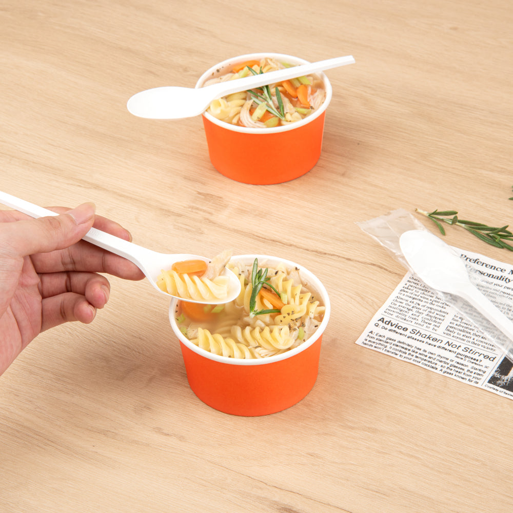 Eco-Friendly Compostable CPLA Plastic Spoons - Heat Resistant, Individually Wrapped, 6.5 Inch Disposable Cutlery (50 Count) - Perfect for Parties, Picnics, and Takeout Meals