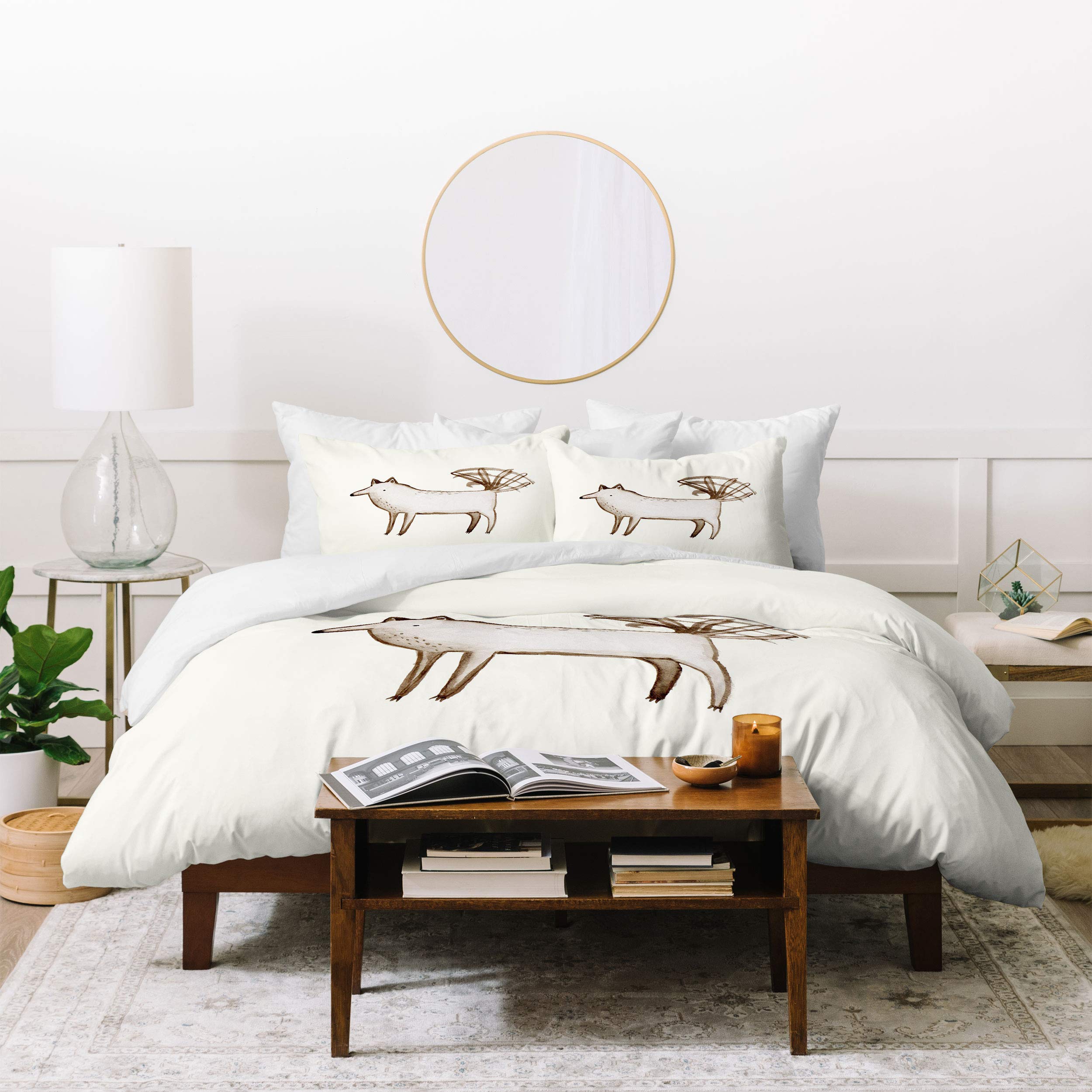 Sophie Corrigan Very Happy Dog Duvet Cover Set - 68x88 Inches with 30x20 Inch Pillowcase - Neutral Color Pet Lover Bedding for Cozy Bedroom Decor