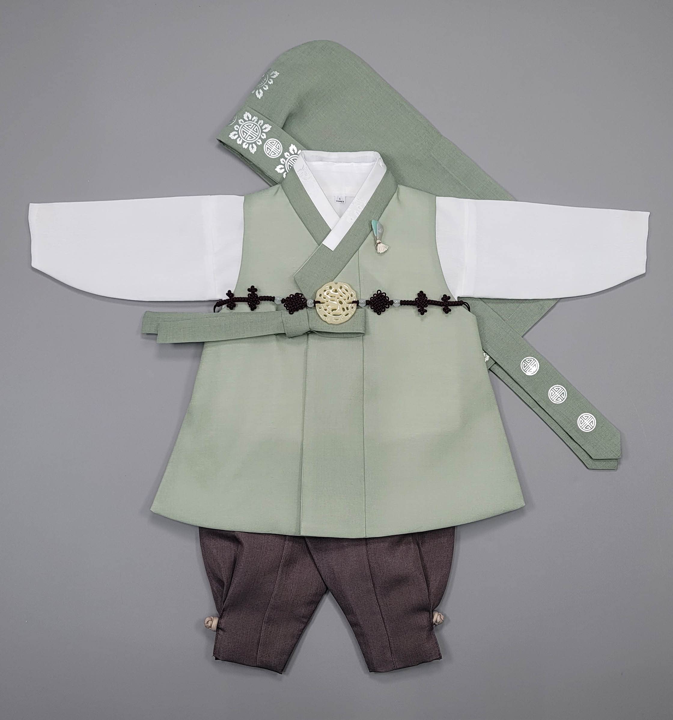 Korean Traditional Baby Boy Hanbok Set - Light Green Dol Party Outfit for 1st Birthday Celebrations | Perfect for Korean Doljanchi, Cultural Events & Photo Shoots