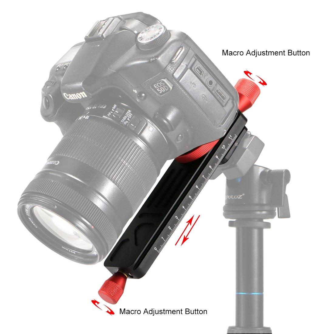 PULUZ 115mm Aluminum Alloy Macro Focusing Rail Slider with Quick Release Plate - Compatible with Canon Nikon Sony Pentax DSLR Cameras - 1/4