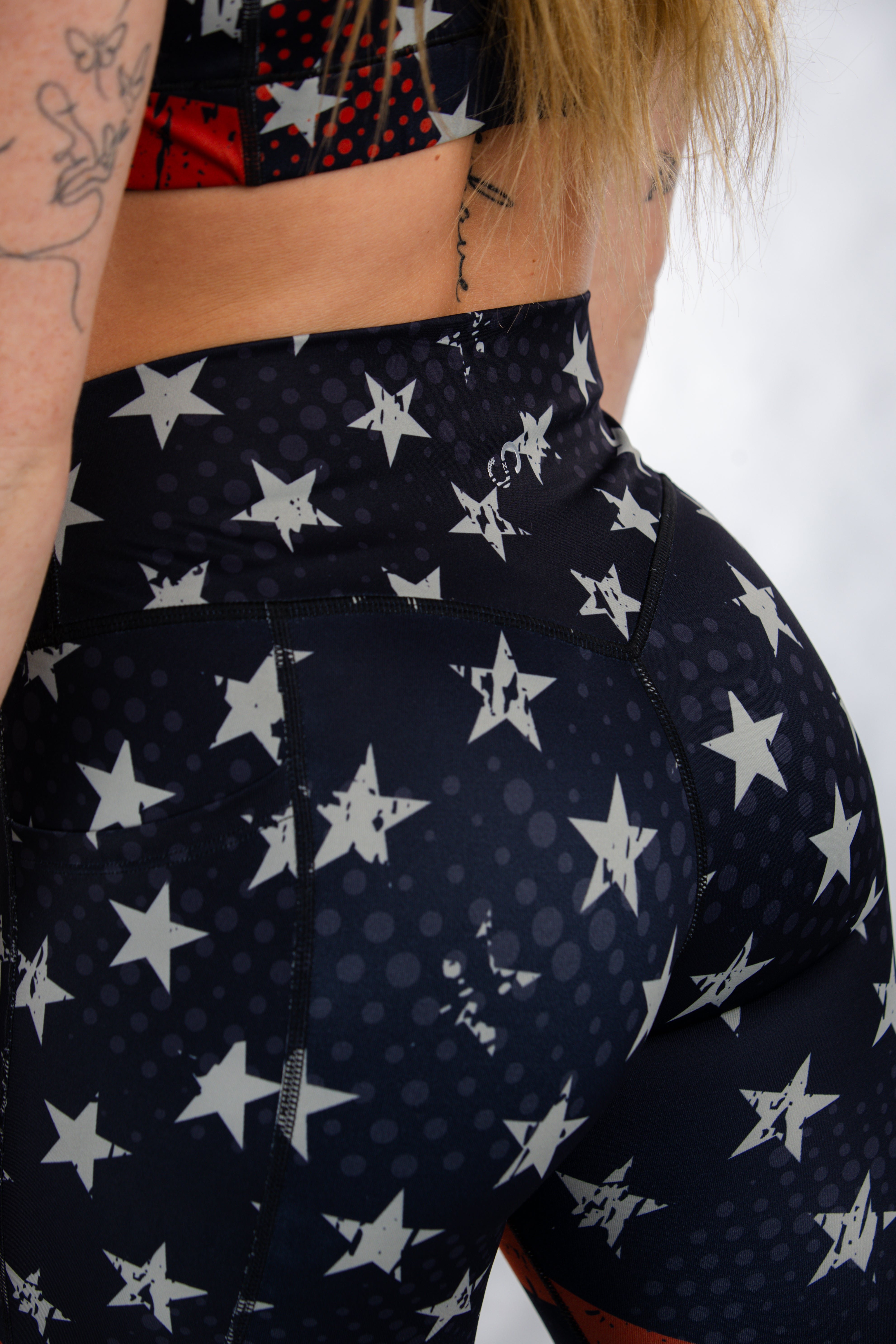 Empowered High-Waisted Leggings with Red Line Design - Comfortable & Stylish Workout Leggings for Yoga, Running & Gym