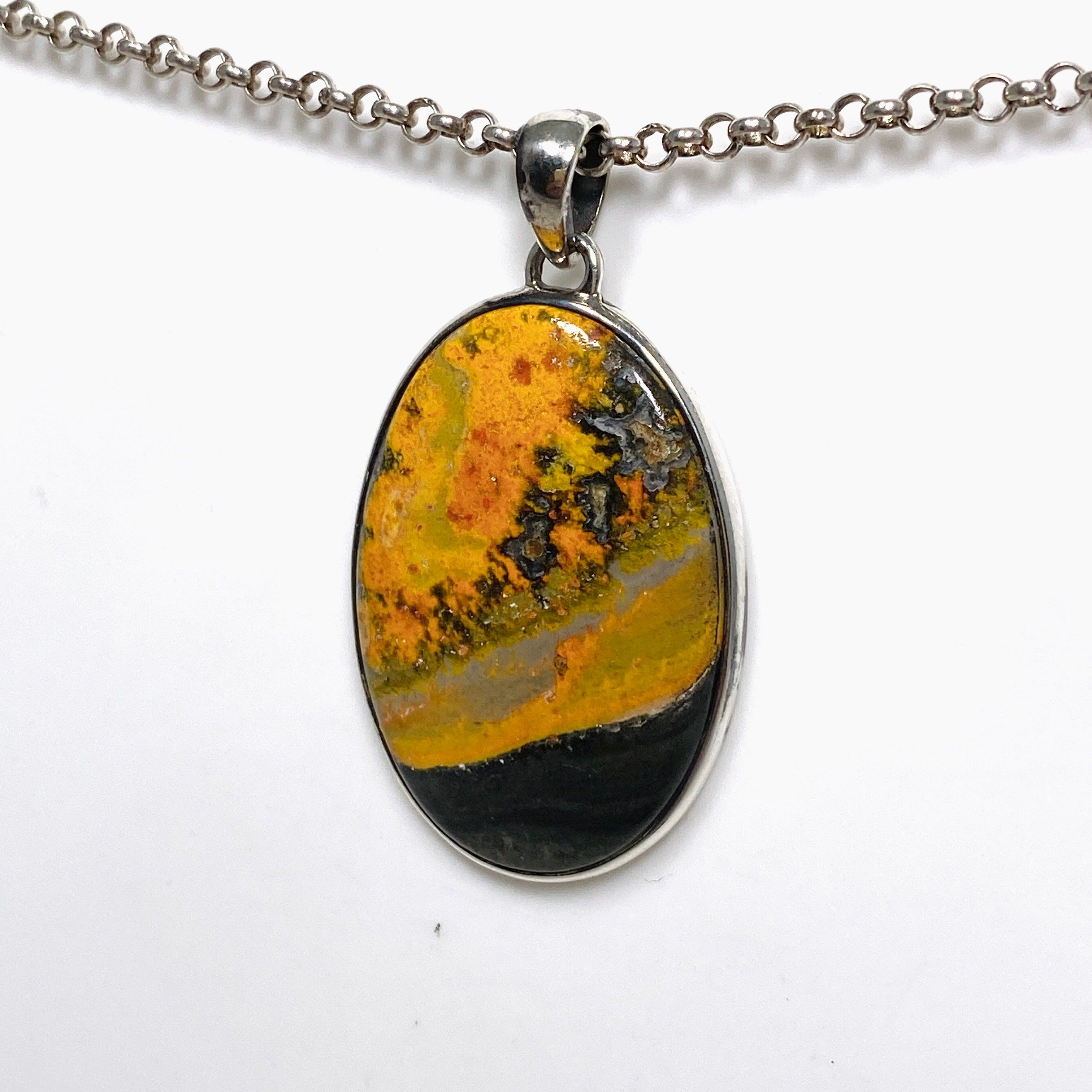Bumblebee Jasper Oval Pendant - Natural Stone Jewelry for Women - Elegant Necklace for Everyday Wear & Spiritual Healing