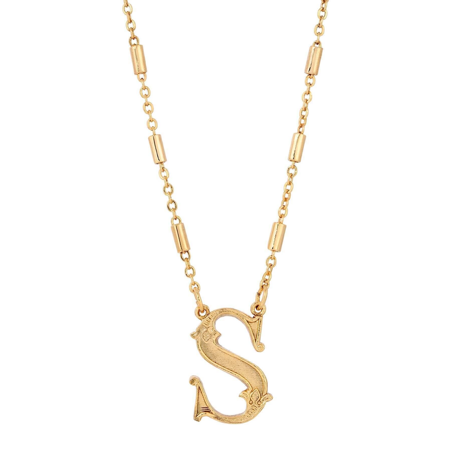 Vintage 1928 Initial Pendant Necklace - Personalized Letter Charm with 15