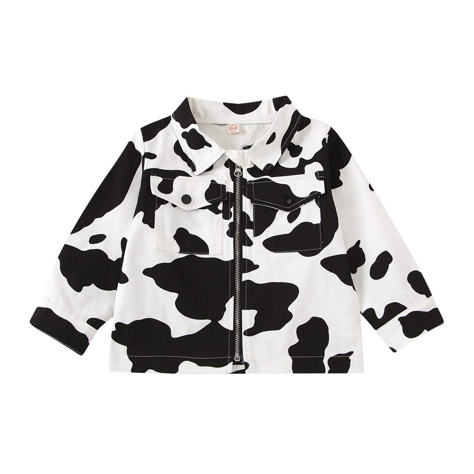 FarJing Kids' Cow Print Zipper Jacket - Spring & Autumn Coats for Baby Boys & Girls | Warm Outerwear for Playdates, School & Outdoor Activities