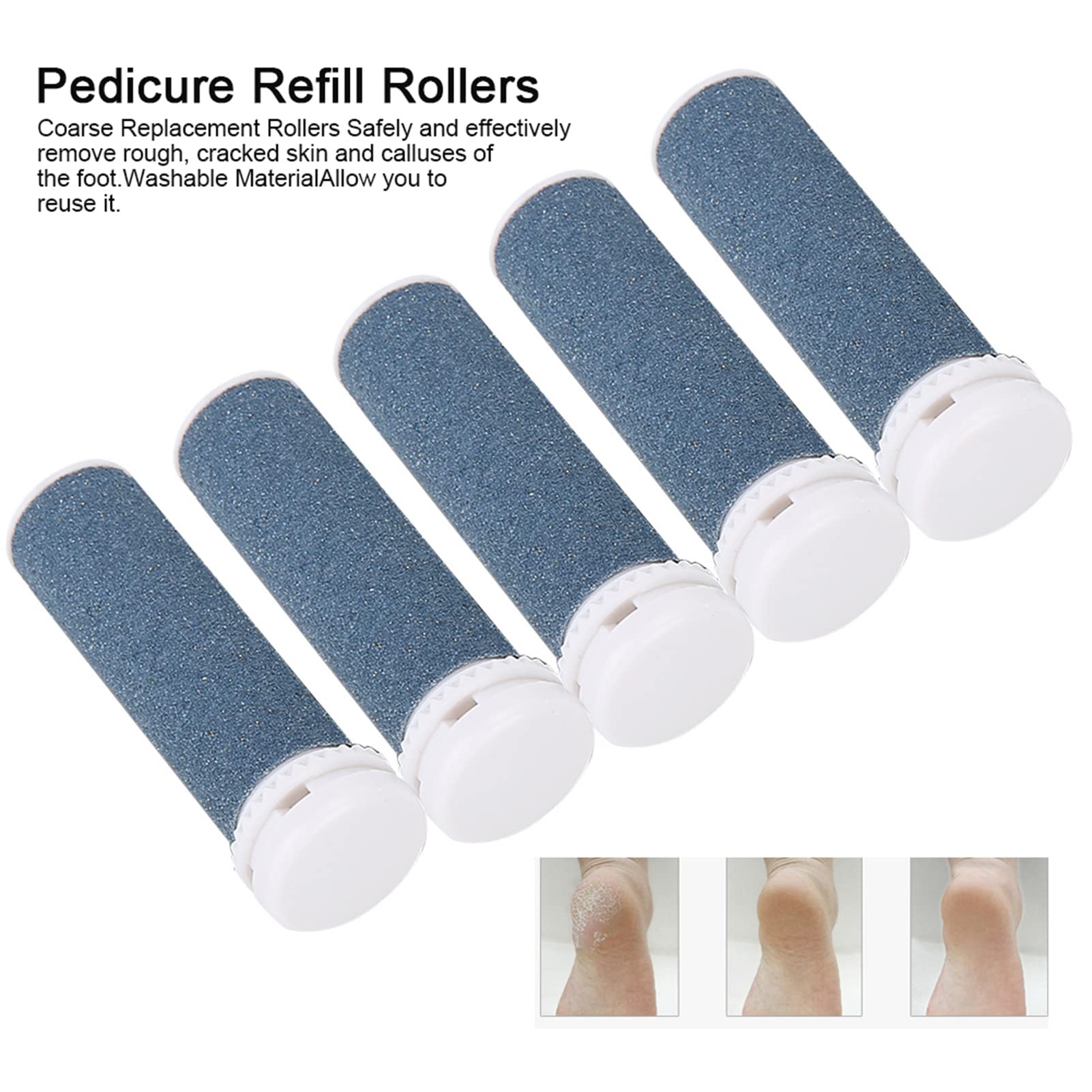 Extra Coarse Foot File Replacement Rollers - 5 Pack Heavy Duty Callus Remover Refills for Pedicure Tools | Professional Hard Skin Removal for Dry Cracked Heels & Feet | Perfect for Home Spa & Salon Use