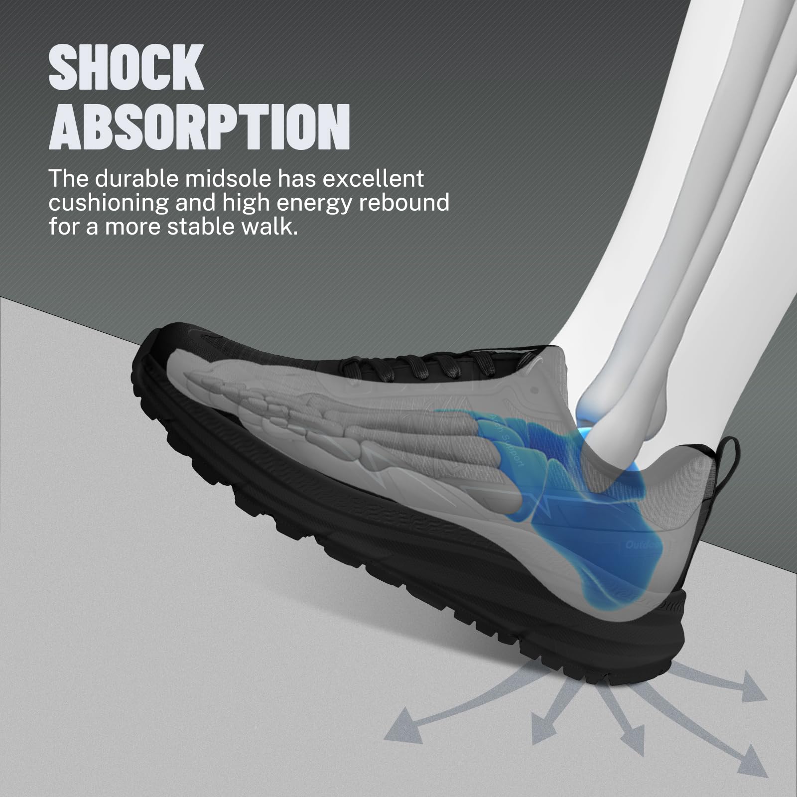 Men's Orthopedic Hiking Shoes for Plantar Fasciitis Relief - Arch Support Walking Sneakers with Wide Toe Box - Lightweight Waterproof Outdoor Shoes for Foot & Heel Pain - Perfect for Trail Hiking, Travel & Daily Comfort