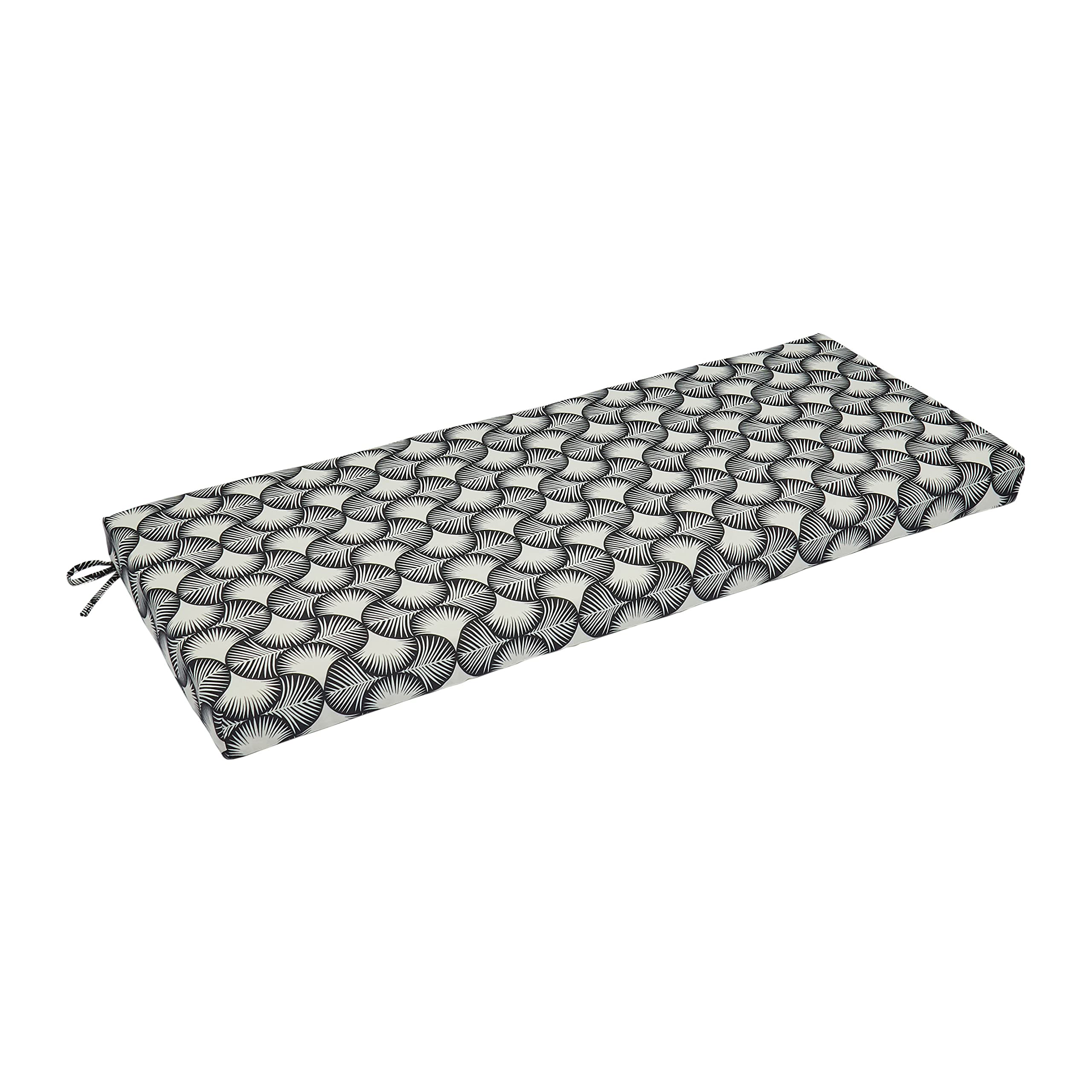 Amazon Basics Outdoor Patio Bench Cushion 45 x 18 x 3 Inches - Waterproof Black Fan Leaf Design - Comfortable Seat Pad for Garden, Deck, Poolside & Porch Furniture