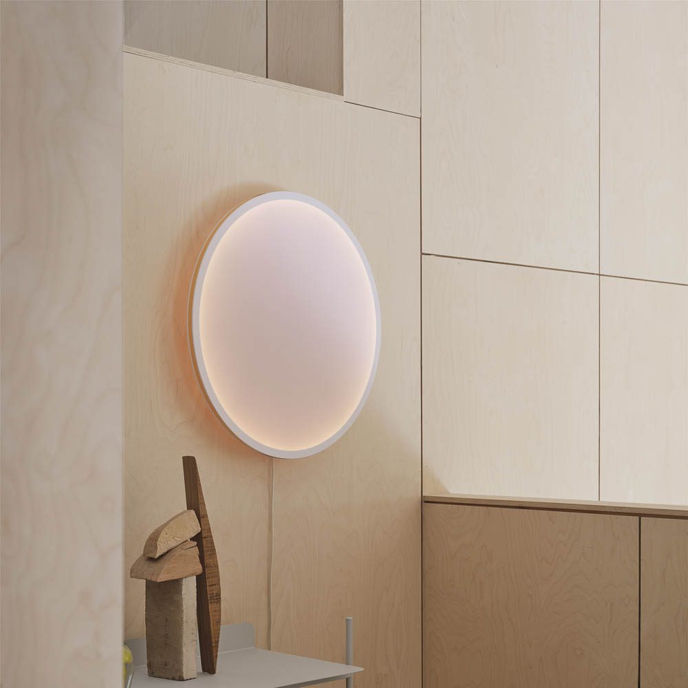 MUUTO Calm Wall Lamp - 50cm Modern Scandinavian Lighting in White & Grey for Bedroom, Living Room, and Office Decor