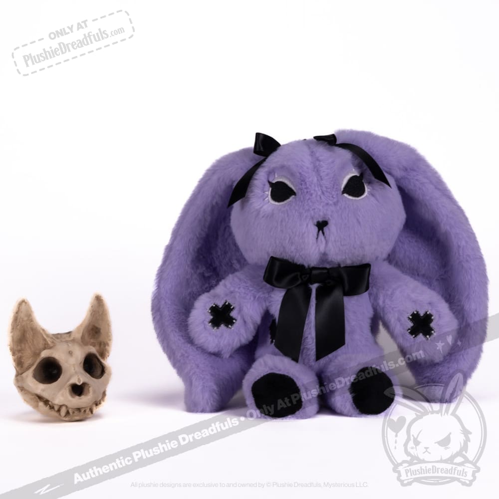 Goth Rabbit Plush Stuffed Animal - Soft Dark Aesthetic Plushie Dreadfuls for Gothic Decor, Bedroom Cuddling & Alternative Gift Ideas