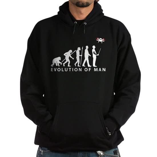 Evolution of Man Controlling Drone Men's Hoodie - Funny Graphic Sweatshirt for Tech Lovers & Drone Enthusiasts - Perfect for Casual Wear, Gifts & Geek Fashion