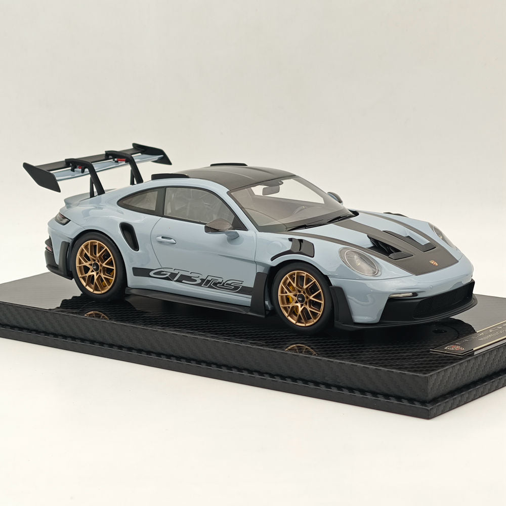 1/18 Scale Porsche 992 GT3 RS Gray Resin Diecast Model Car - High Quality Collectible for Display, Racing Enthusiasts & Home Office Decor