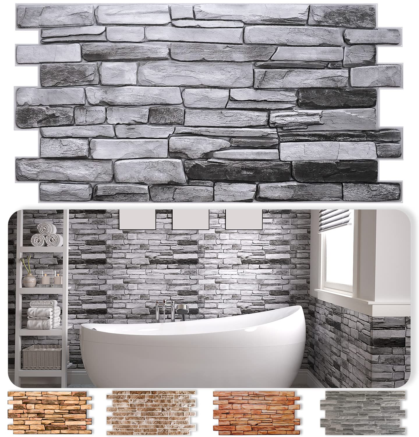 SMART PROFILE 3D Wall Panels - Silver Slate PVC Interior Wall Decor (20 Pack, Covers 106 sq ft) for Living Room, Bedroom & Office Decoration