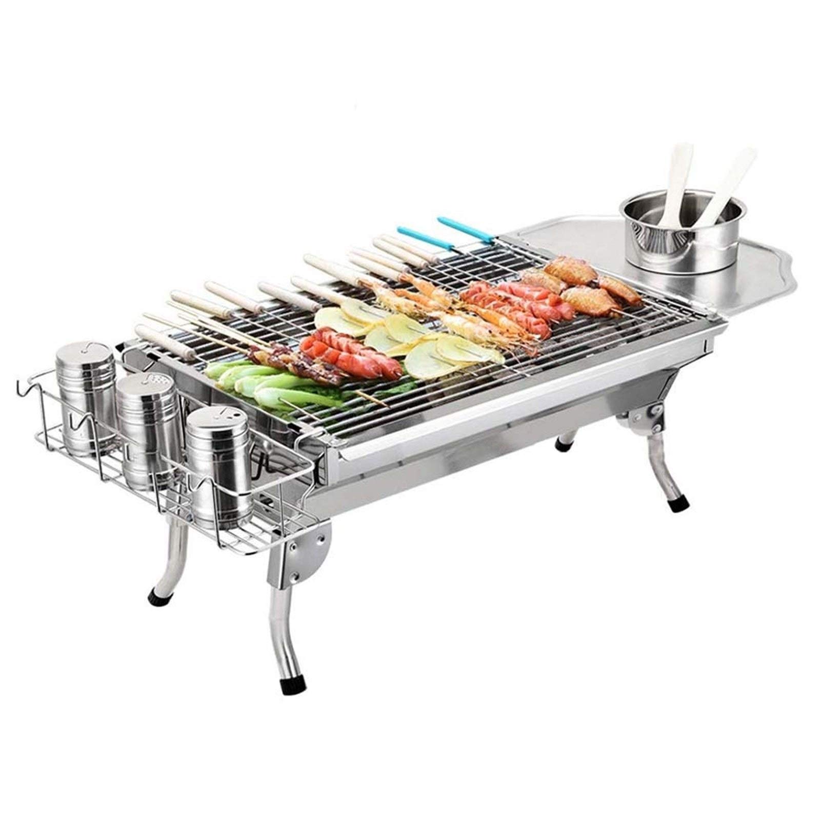 Portable Foldable Charcoal BBQ Grill for Outdoor Cooking - Perfect for Picnics, Camping, Beach, Garden & Terrace | Smoker & Grill Tool Kit Included for Hiking & Backyard Barbecues