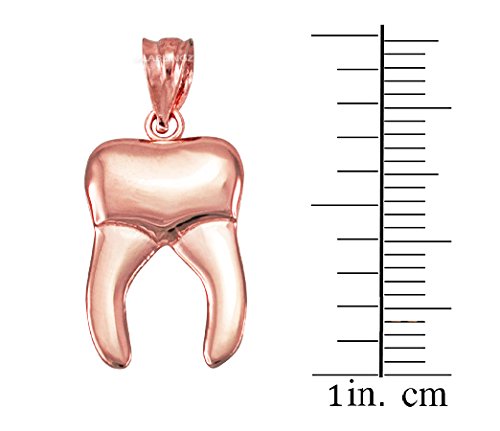 10K Polished Rose Gold Molar Tooth Dental Necklace - Elegant Jewelry for Dentists, Dental Students & Unique Fashion Lovers