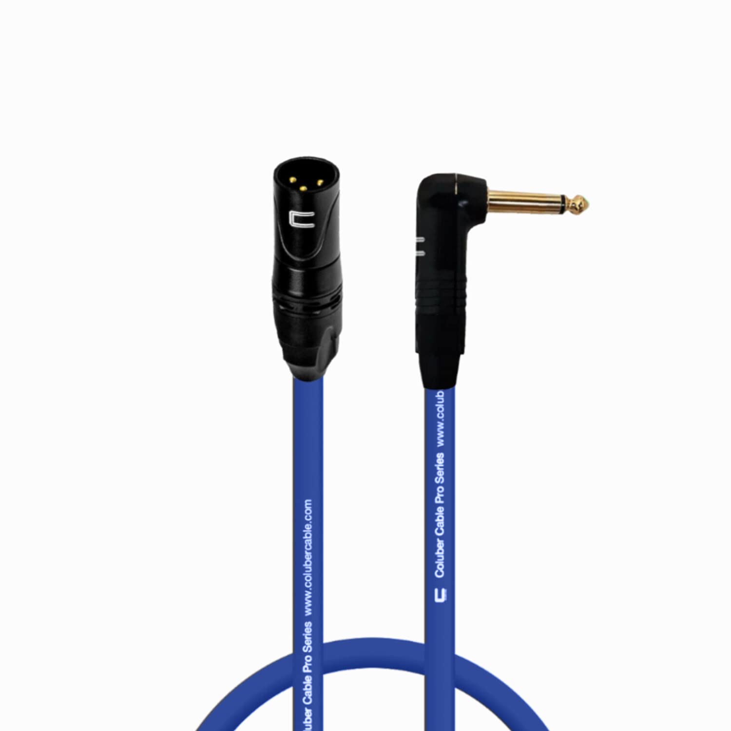 Professional 1.5ft Blue Unbalanced XLR Male to Right Angle 1/4