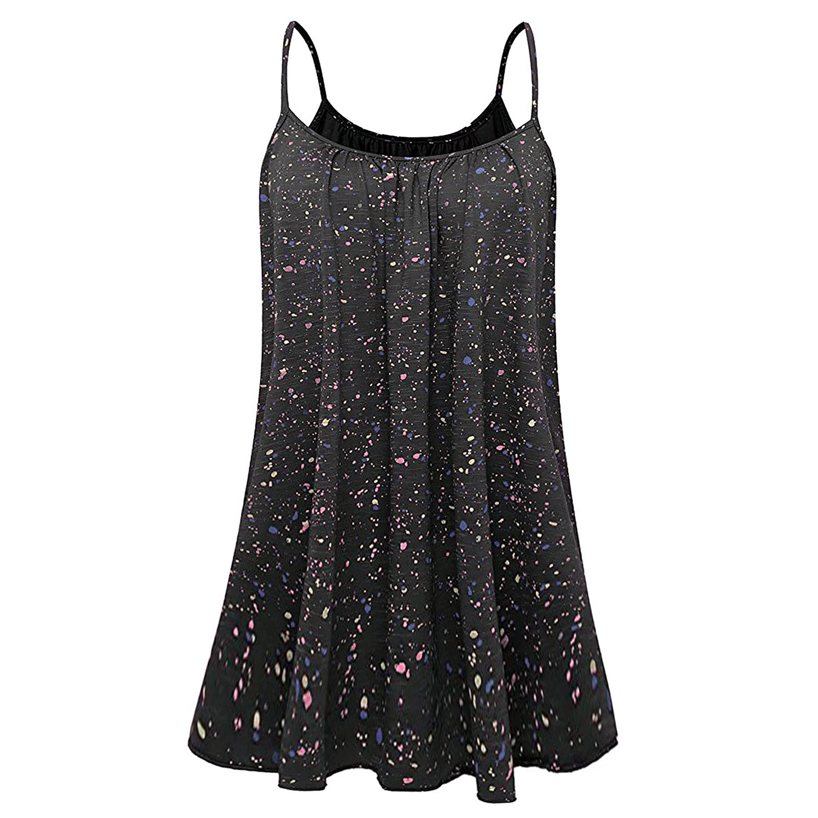 Women's Summer Casual Short Sleeveless Bohemian Print Loose Tank Dress - Plus Size Flowy Beach Cover Up, Party Cocktail Dress for Vacation, Date Night & Outdoor Events