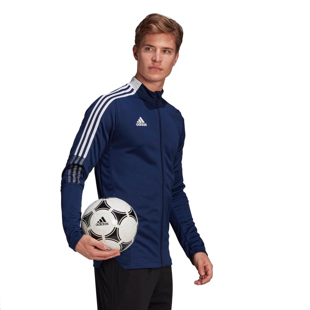 Adidas Tiro 21 Men's Training Jacket - Navy/White - Lightweight Performance Track Jacket for Running, Gym & Outdoor Sports