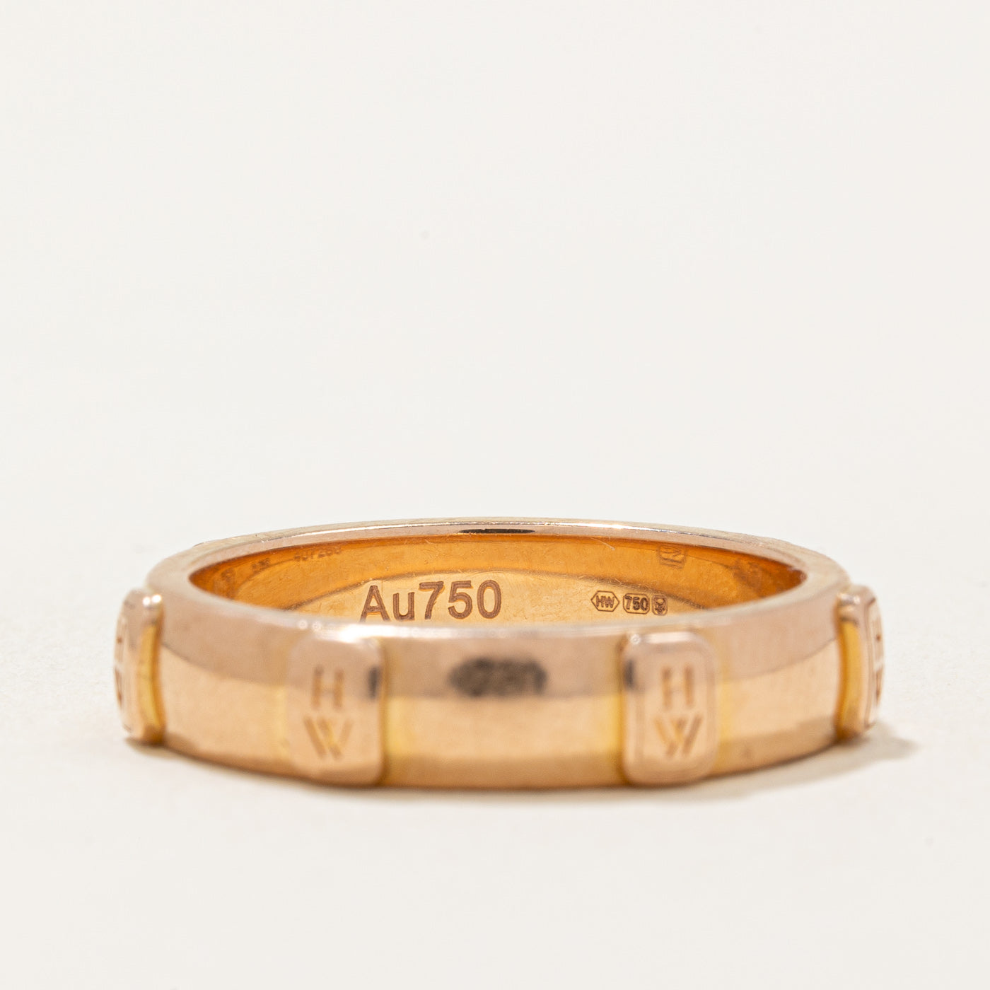 Harry Winston HW Logo Rose Gold Single Diamond Ring 0.01ct Size 7 | Elegant Minimalist Jewelry for Engagement, Anniversary & Special Occasions