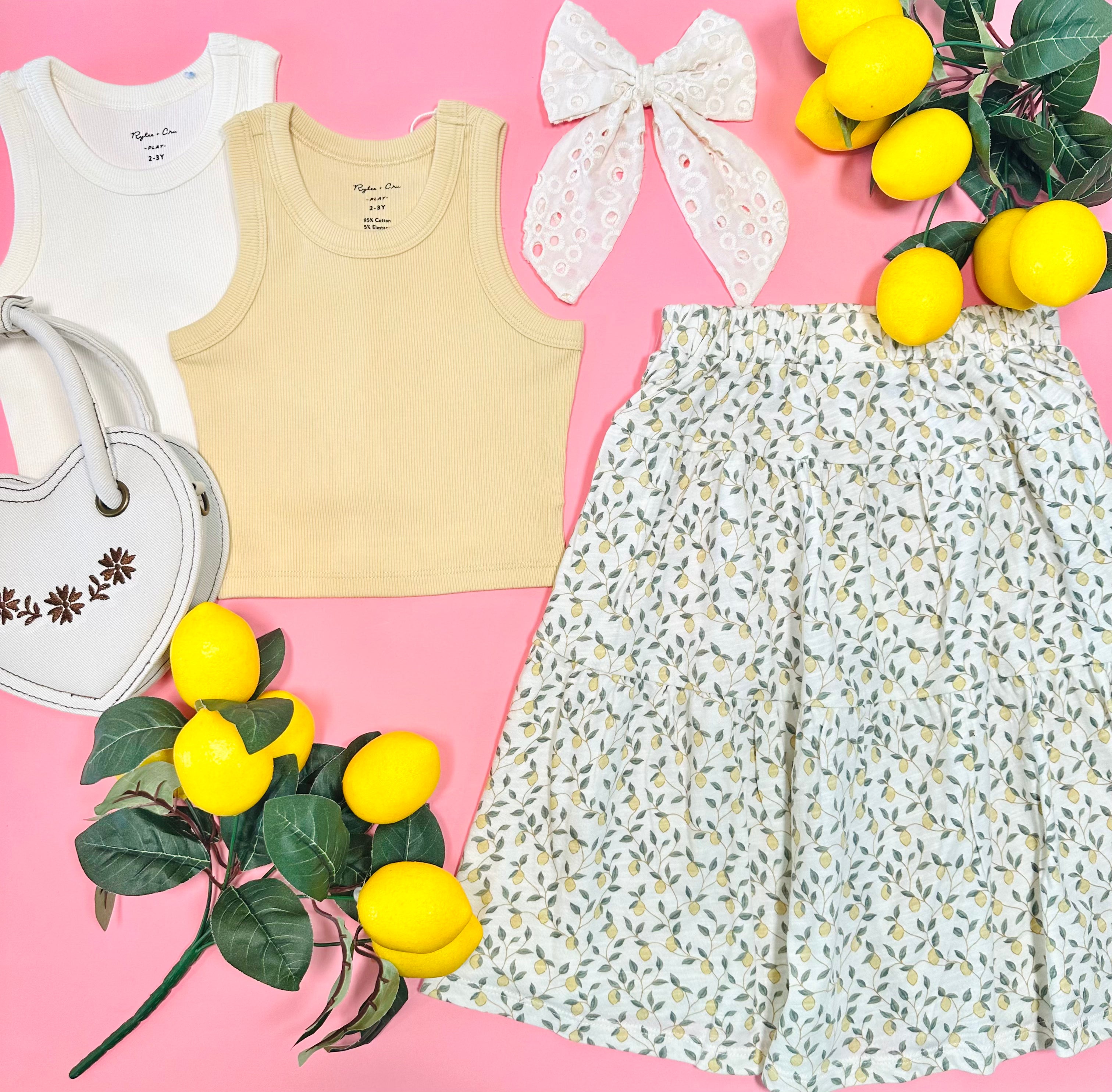 LEMONS TIERED MIDI SKIRT - Floral Print Summer Skirt for Women | Perfect for Beach, Vacation & Casual Outfits