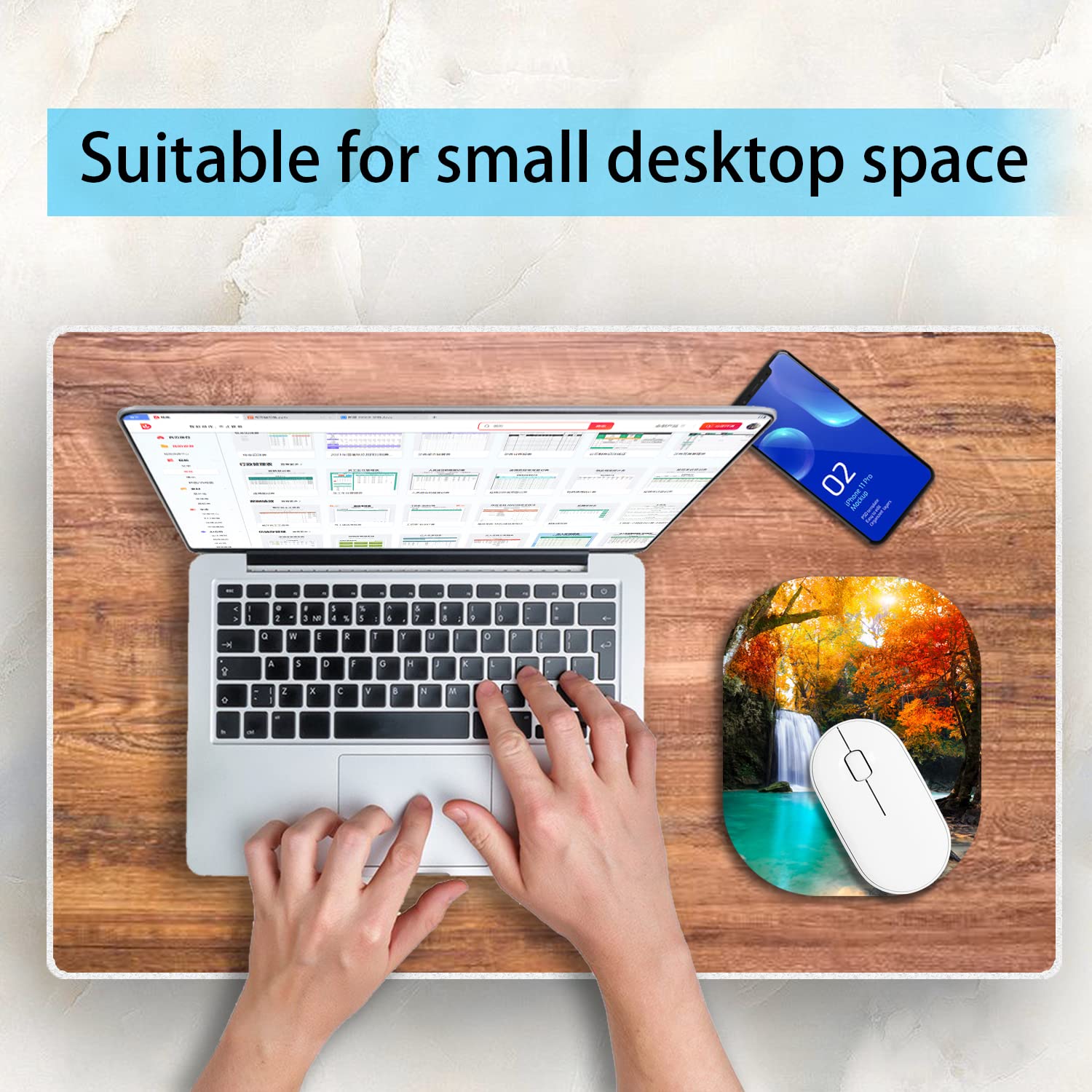 6x7 Inch Small Mouse Pad - Non-Slip Rubber Base, Waterproof Mini Mouse Mat for Laptop, Keyboard Tray & Wireless Mouse | Perfect for Home Office, Travel & Beach Use - Maple Design