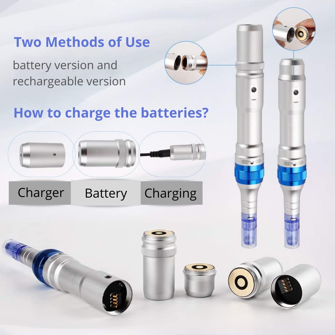 Dr. Pen Ultima A6 Professional Wireless Electric Microneedling Pen Kit - 12pins x2 + 36pins x3 Cartridges for Face & Body Skin Rejuvenation - At-Home Derma Roller Treatment for Acne Scars, Wrinkles & Hair Growth