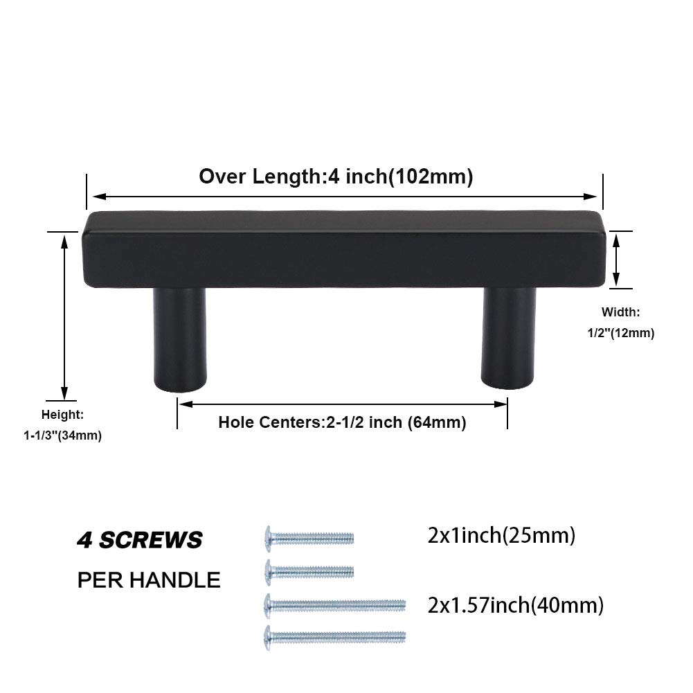 Peaha 2.5 Inch Black Stainless Steel Cabinet Drawer Pulls - PHJ22BK64 | Modern Kitchen Cabinet Handles, Dresser Knobs & Desk Drawer Handles for Home Office & Bathroom Storage Solutions