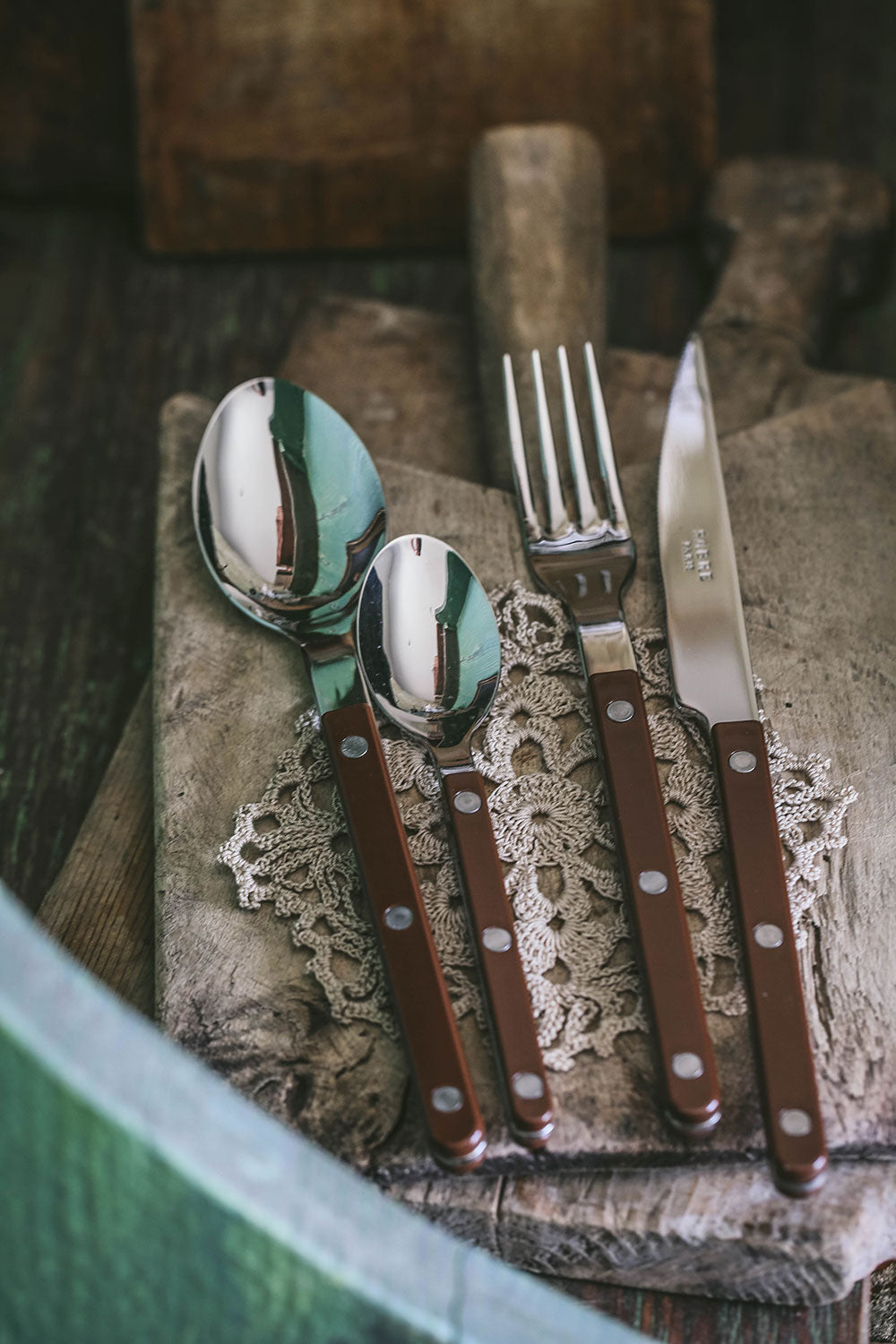 Premium Chocolate Flatware Set - 24-Piece Stainless Steel Dessert Forks & Spoons for Cake, Ice Cream, and Candy - Elegant Party & Wedding Serving Utensils