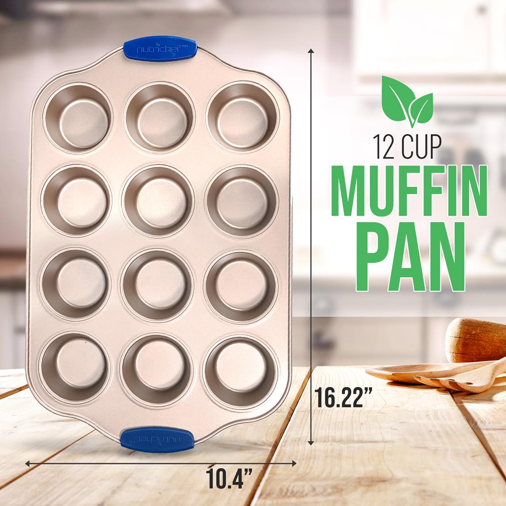 Non-Stick 12 Cup Muffin Pan - Heavy Duty Carbon Steel Baking Tray for Cupcakes, Muffins & More - Perfect for Home Baking, Parties & Holiday Treats
