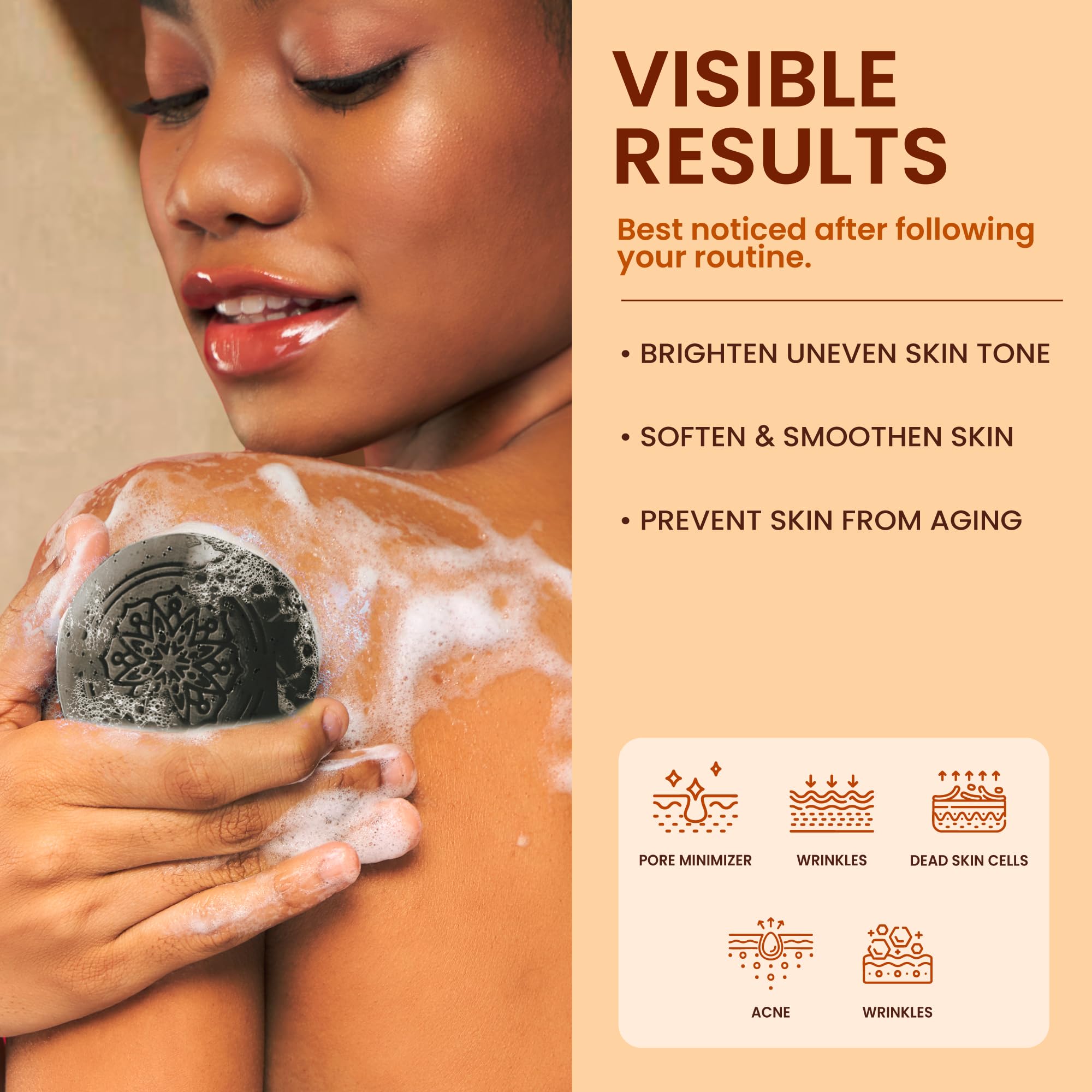 Koji White African Black Soap Bar with Kojic Acid - Exfoliating Body Wash & Face Cleanser with Shea Butter, Aloe Vera, Coconut Oil - Vegan, Paraben-Free, 2.82oz (2 Bars) - Perfect for Acne Treatment, Dark Spot Removal & Glowing Skin Care Routine