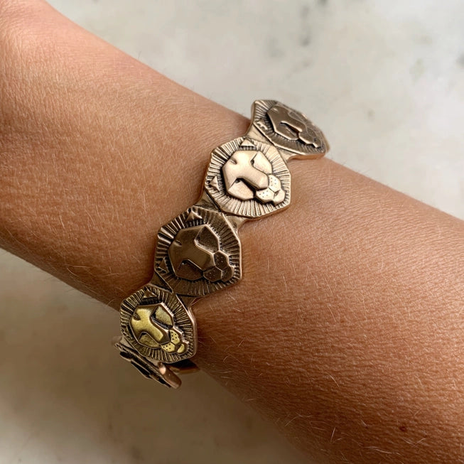 Handcrafted Mimosa Lion Cuff Bracelet in Bronze - Elegant Boho Jewelry for Women, Perfect for Parties, Weddings & Everyday Wear
