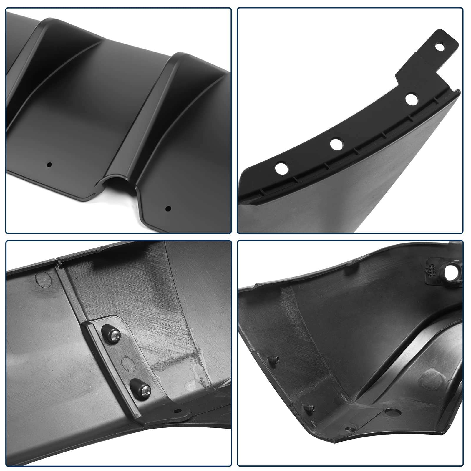 FREEMOTOR802 Rear Diffuser for 2015-2023 Dodge Challenger | IKON V3 Style Matte Black PP Bumper Molding Lip | Lower Valance Diffuser Shark Fin Splitter 4-Piece Set | Upgrade Your Car's Aerodynamics & Style for Street Racing & Show Cars