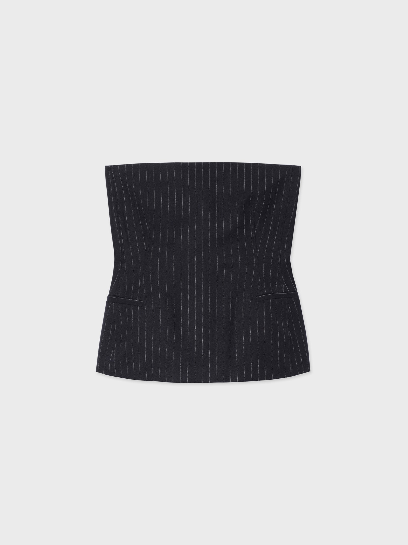 Premium Virgin Wool Tailored Bustier Top - Navy Stripe Design for Women | Perfect for Office Wear, Date Nights & Special Occasions