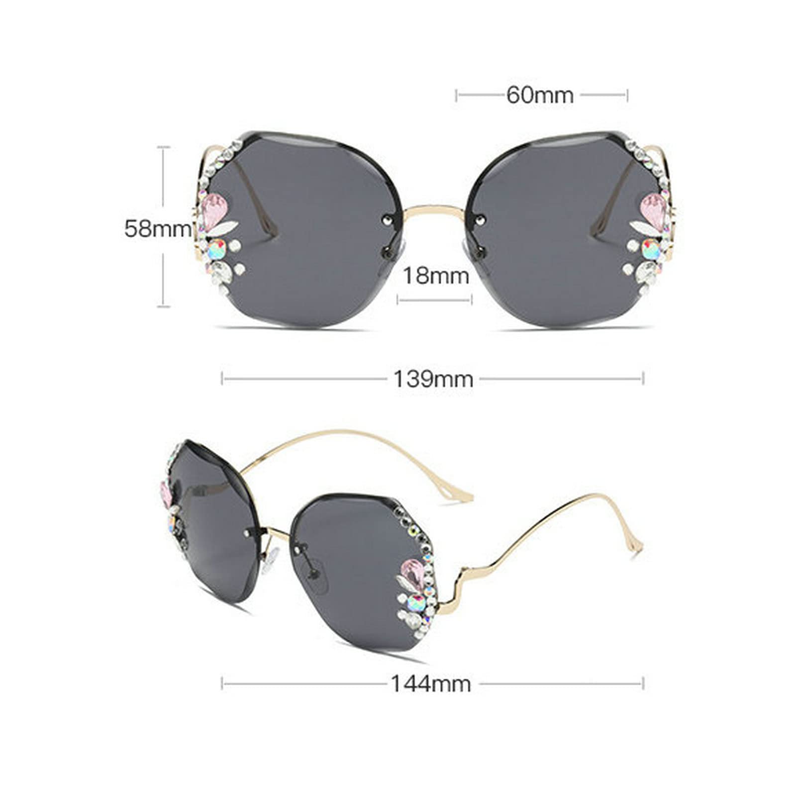 Fashion Women's Rimless Sunglasses with Rhinestones for Outdoor & Party