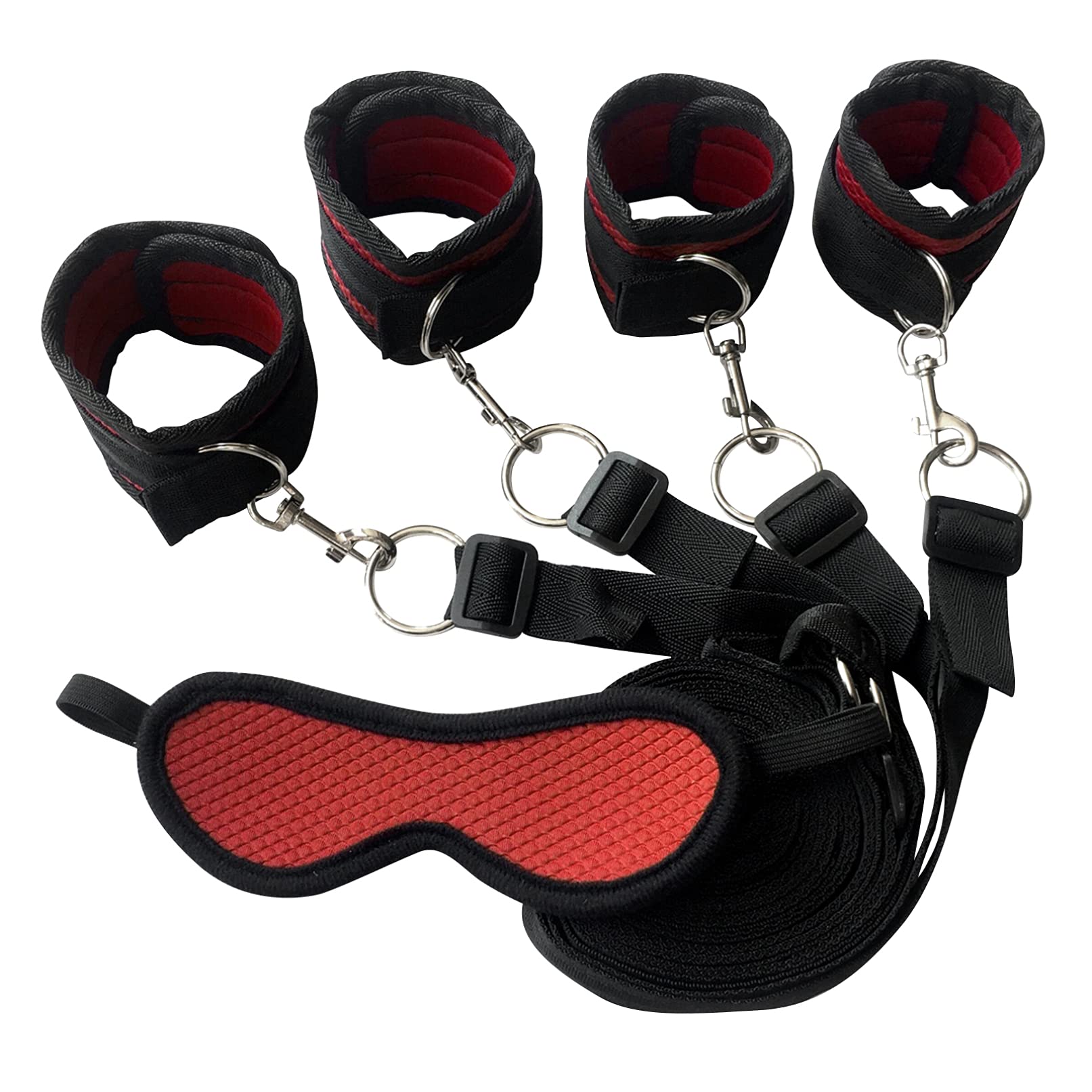 Linjinx Adult Unisex Faux Leather Sexy Couple Game Set - Handcuffs & Accessories for Role Play, BDSM, Cosplay & Pretend Play - Perfect for Spicing Up Your Intimate Moments & Bedroom Games