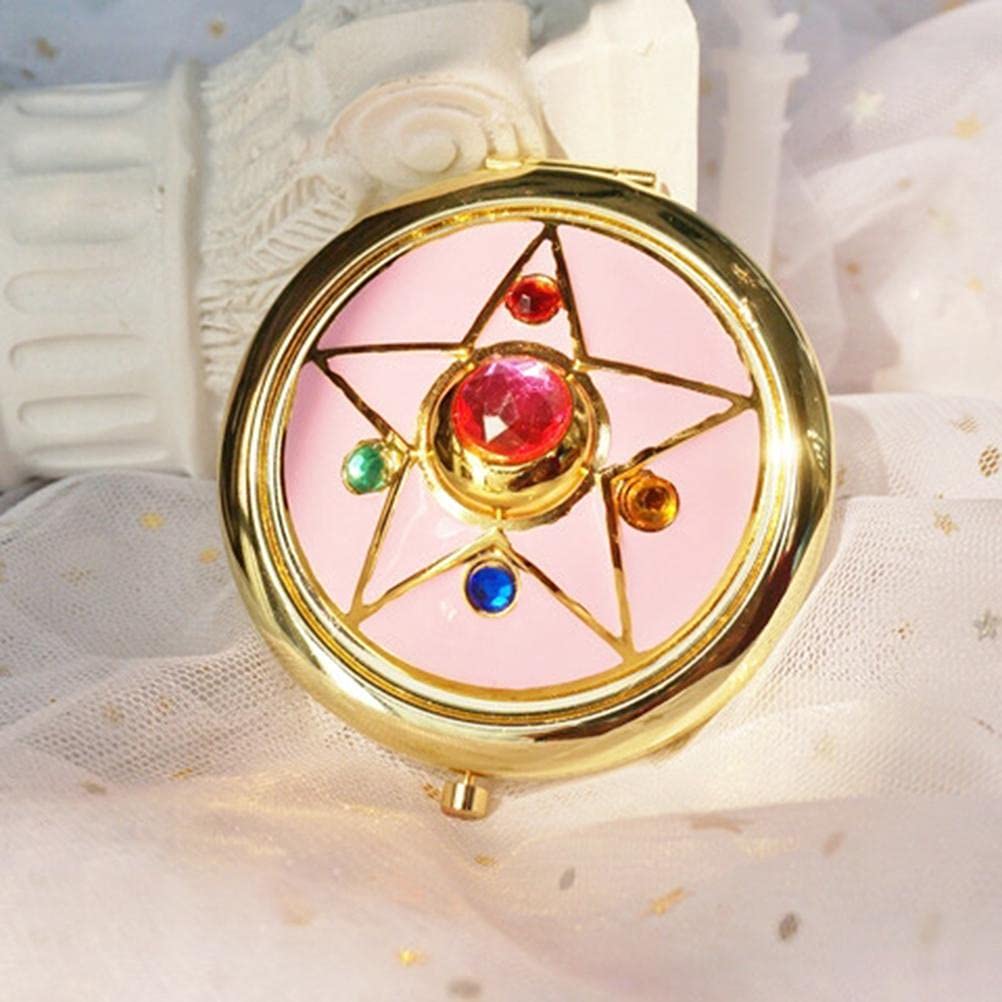 Shiker Anime Makeup Compact Mirror - Star Crystal Portable Travel Handheld Foldable Double Sided Mirror for Cosplay, Makeup Touch-Ups & Travel Essentials | Perfect for Home, Office & On-the-Go Beauty