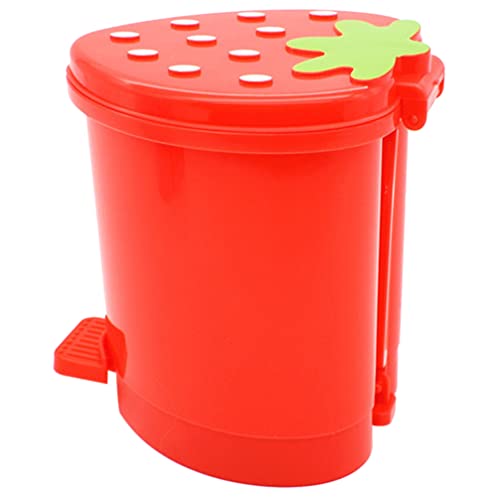 Cute Strawberry Mini Trash Can - Kawaii Plastic Desktop Garbage Bin for Office, Room & Car Decor - Perfect for Home, Work & Travel Use