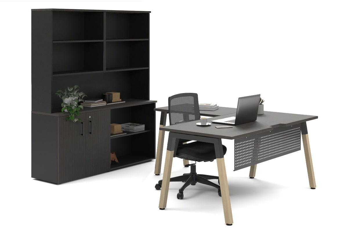 Premium L-Shaped Executive Desk with Quadro A Legs & Black Cross Beam - 1800L x 1700W Wooden Office Desk for Home & Business Workspaces