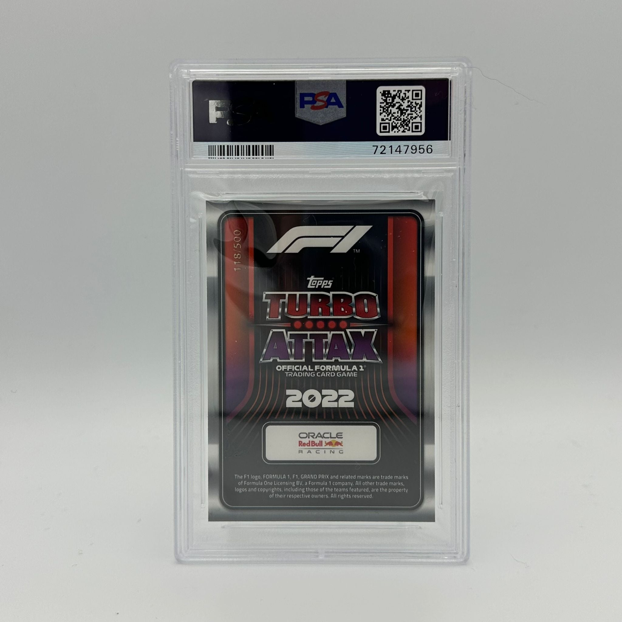 PSA 9 Graded 118/500 Max Verstappen #296 F1 World Champion 2021 Green Mirror Parallel - Rare Collectible Trading Card for F1 Fans & Sports Memorabilia Enthusiasts