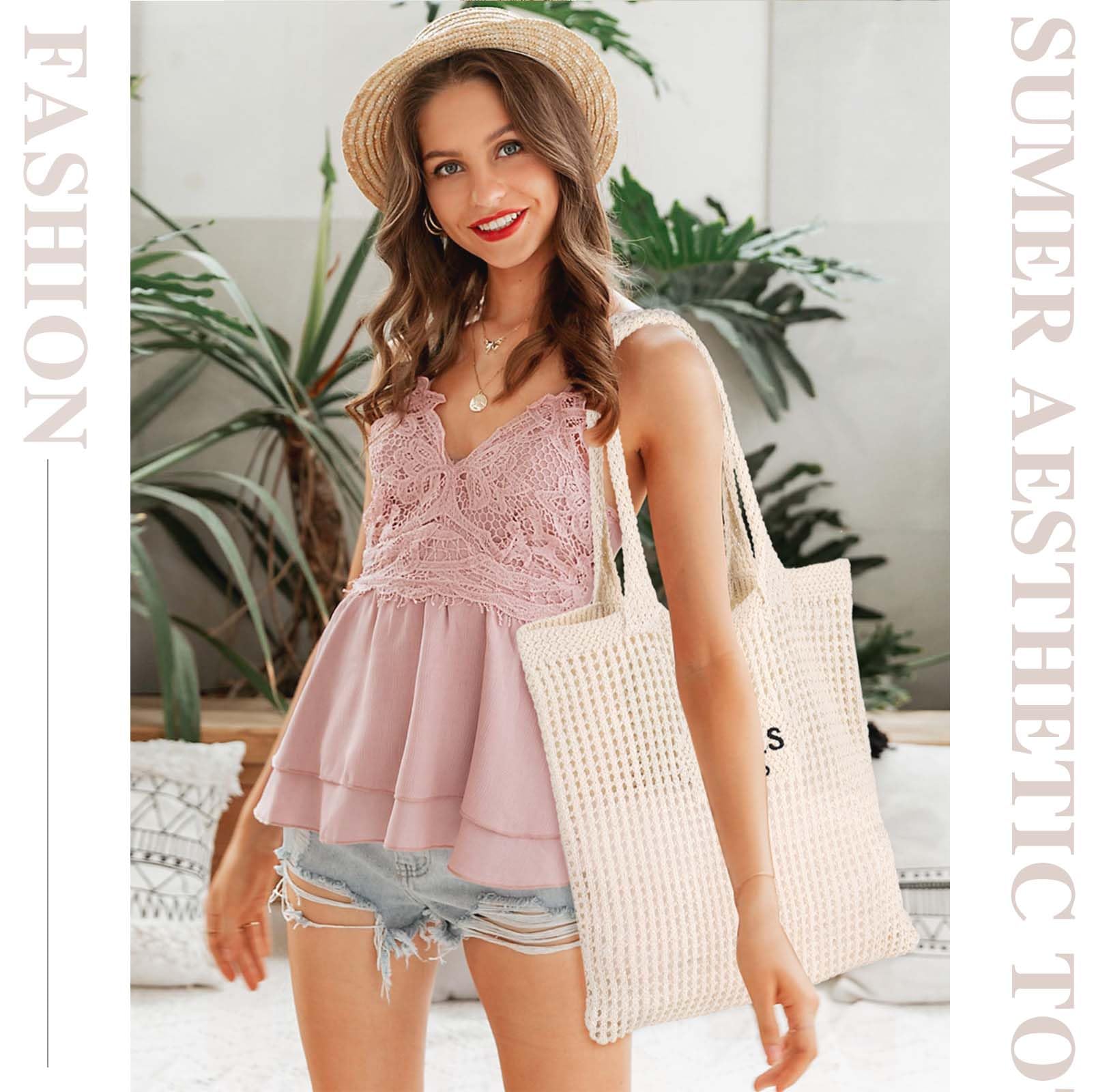 Sightor Crochet Tote Bag for Women - Breathable Mesh Beach Bag, Knit Summer Hobo Handbag, Boho Style Vacation Purse | Perfect for Beach Trips, Shopping, and Casual Outings