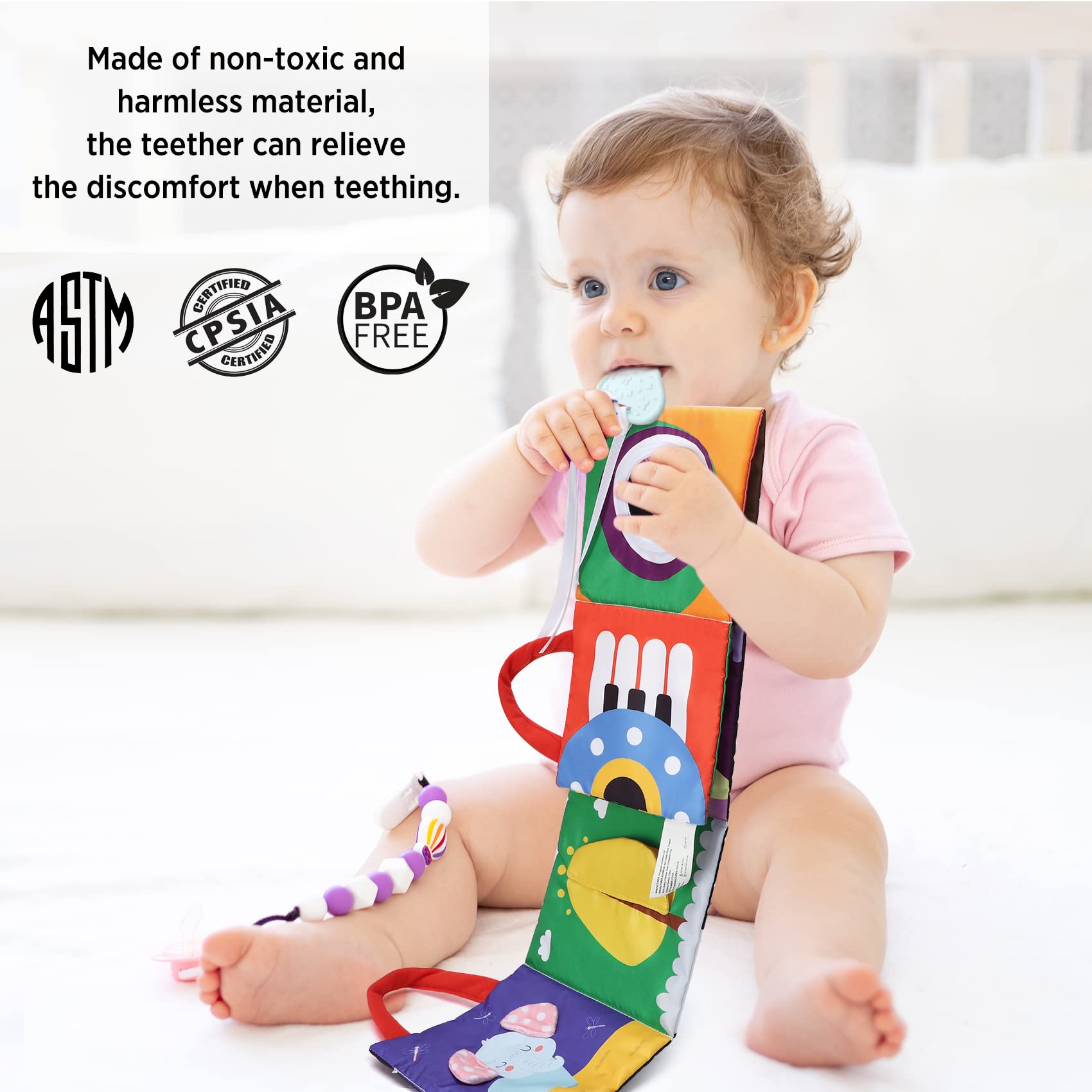 URMYWO Baby Tummy Time Toys with Mirror & Teether - Sensory Developmental Toys for 0-12 Months - Interactive Infant Shower Gift for Boys & Girls - Perfect for Easter Basket Stuffers & Early Learning Playtime