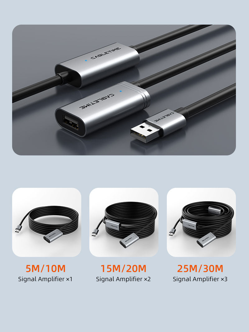 High-Speed USB 2.0 Extension Cable (A Male to A Female) - 5m/10m/20m/30m Options - Durable & Flexible for PC, Laptop, Printer, Scanner & Home/Office Use