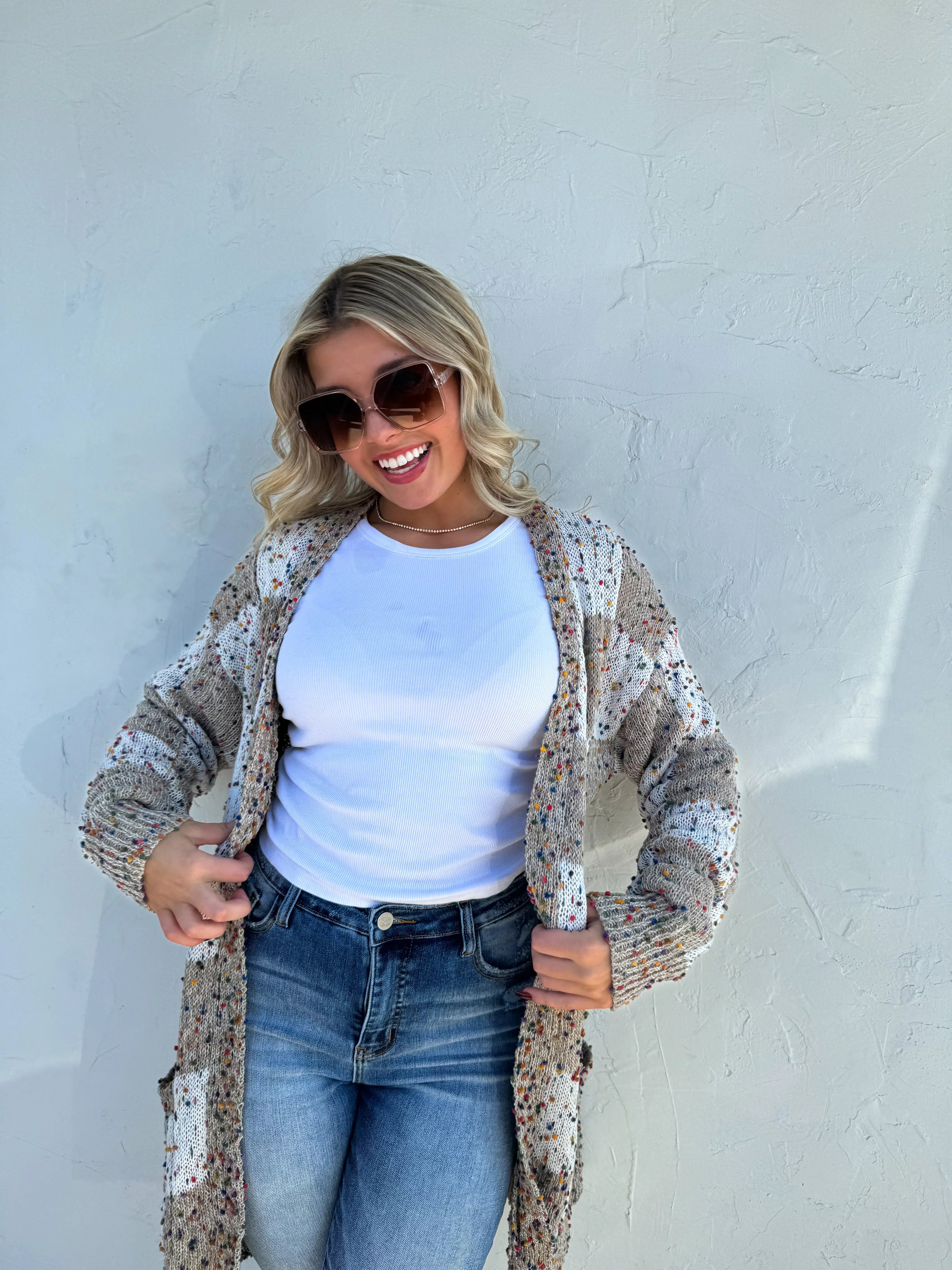 PREORDER: Stylish Checkered Miley Dot Cardigan for Women - 4 Trendy Colors | Perfect for Casual Outfits, Office Wear & Cozy Evenings