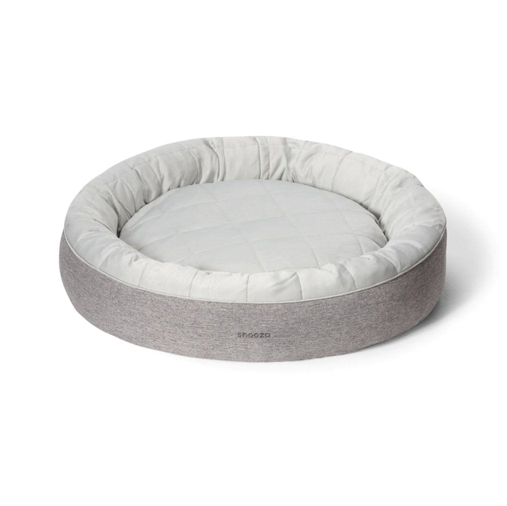 Cooling Comfort Cuddler - Soft Plush Dog Bed with Removable Cover, Powder Grey (Small/Medium/Large) - Perfect for Puppies & Small Dogs to Relax in Living Room or Bedroom