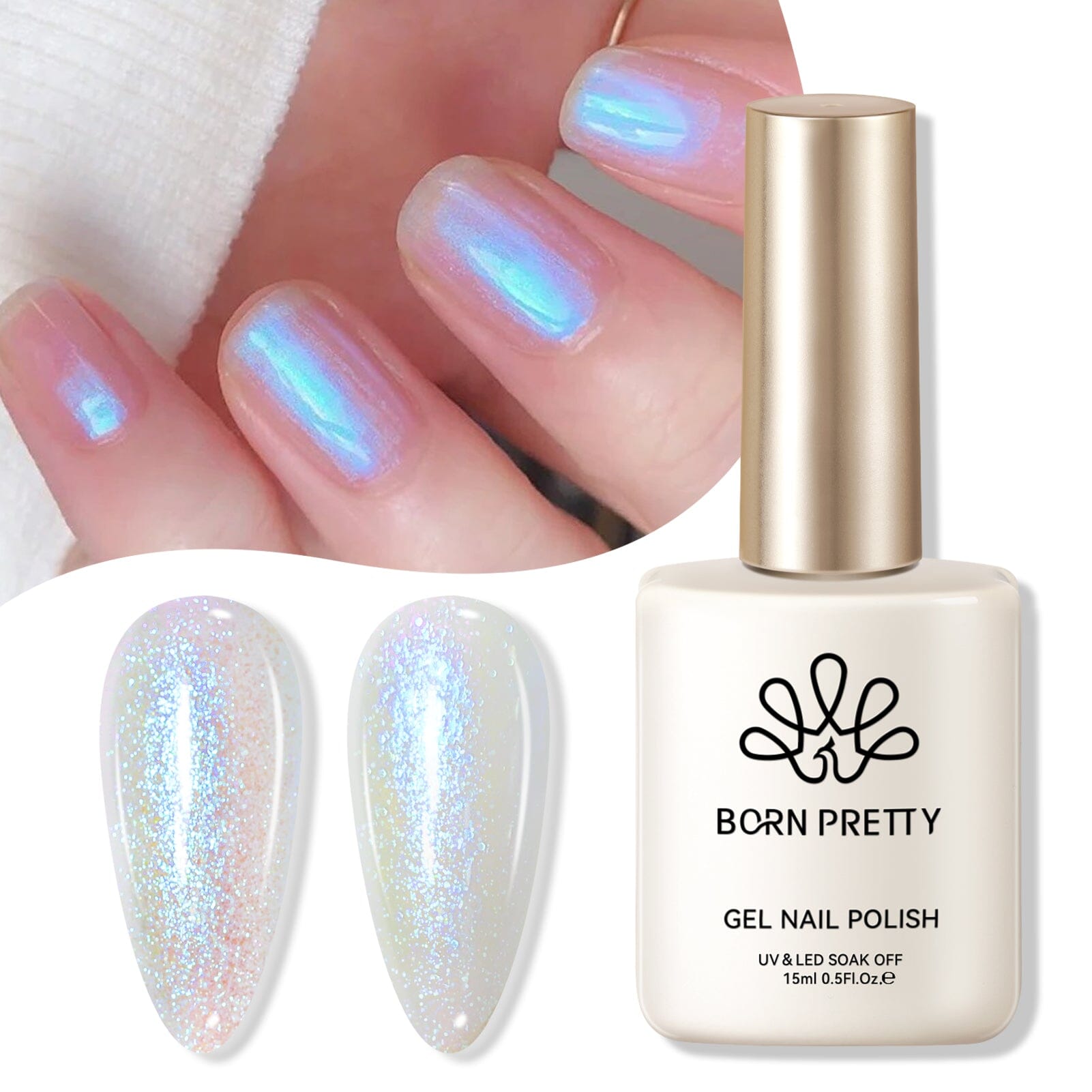 Sea Tears JG02 Aurora Nail Gel Polish 15ml - Long Lasting UV LED Gel Nail Polish for Salon & Home Manicure - Perfect for Nail Art, French Tips & Special Occasions