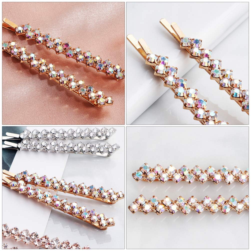 Uonlytech Crystal Rhinestone Hair Clips & Bobby Pins - Silver Alloy Bling Hair Clamps for Women, Girls | Wedding, Party, Prom, Daily Use Hair Accessories