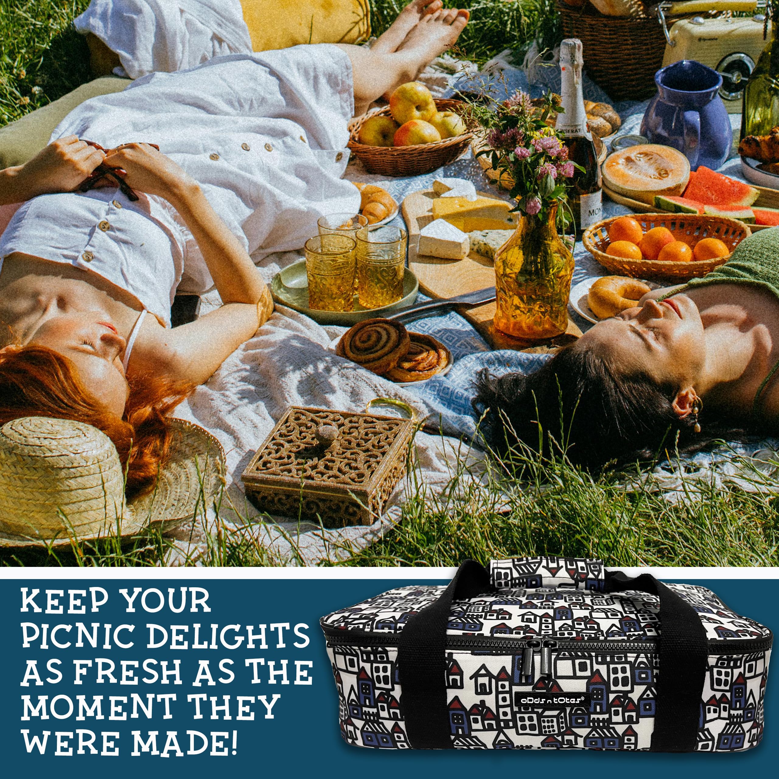 Insulated Food Carrier for Hot & Cold Dishes - Thermal Casserole Dish Carrier with Handle - Perfect for Potlucks, Picnics & Meal Delivery Services