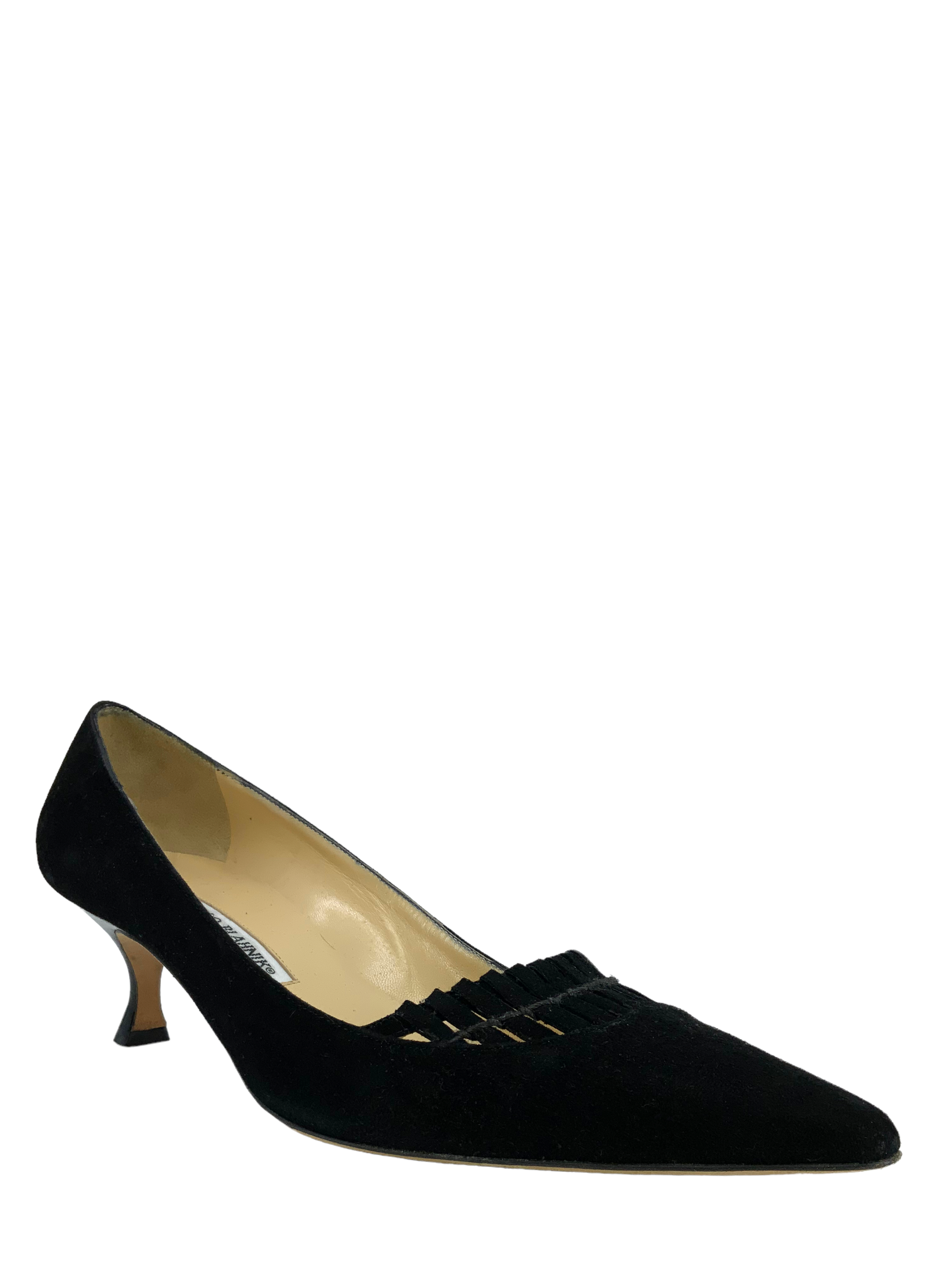 Manolo Blahnik Women's Cutout Suede Heels - Size 9.5 US | Luxury Designer Pumps for Weddings, Parties & Evening Events