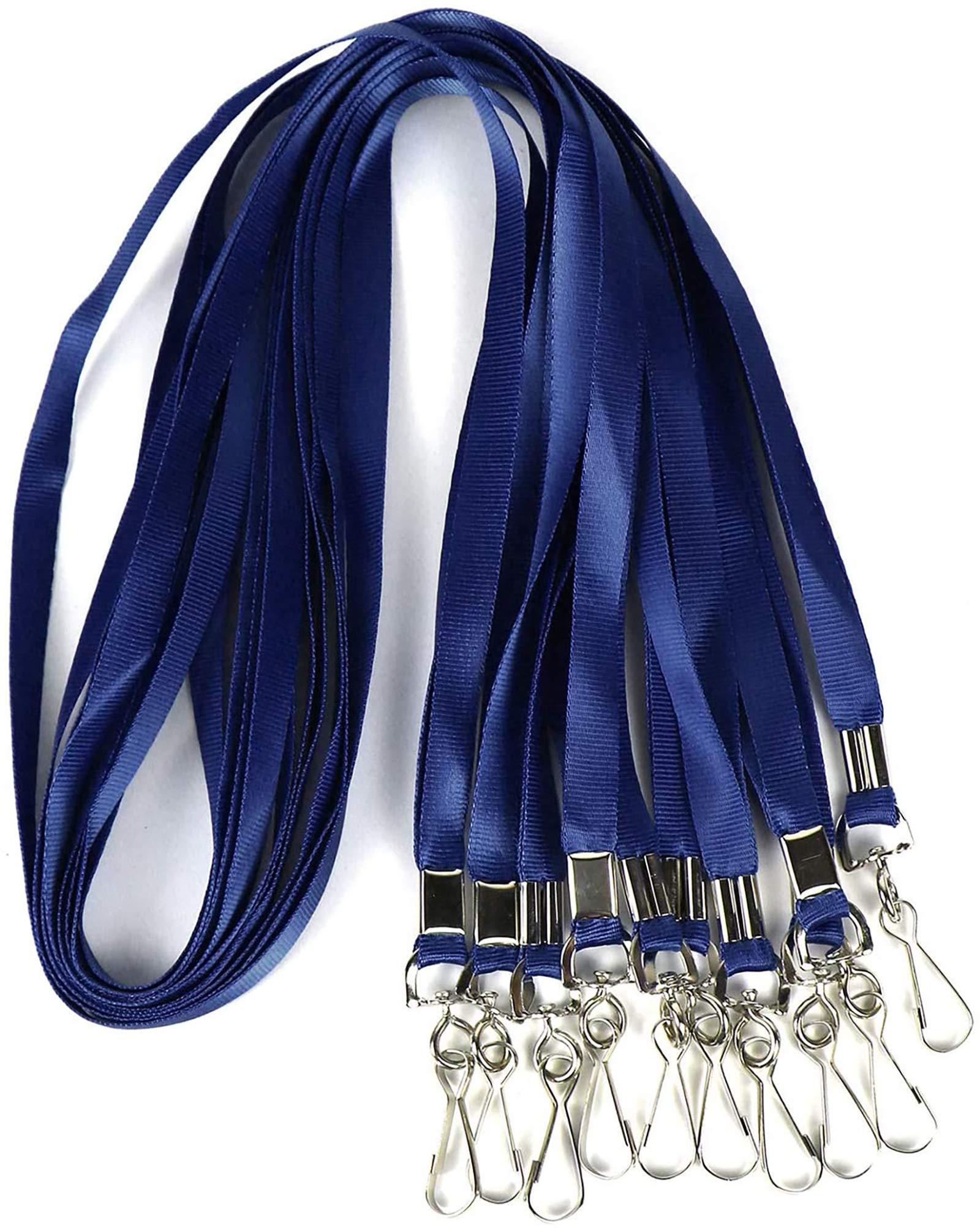 Premium Nylon Lanyards for ID Badges - 100 Pack (Navy Blue) - Ideal for Office, School & Events